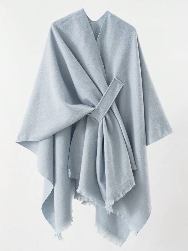 1pc Women's Fashionable Buckle Decor Shawl Collar Travel Jacket