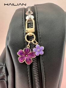 HAILIAN 1 Móc khóa hình hoa anh đào bằng hợp kim nhẹ và duyên dáng với hình hoa anh đào có thẻ hình chữ nhật thích hợp làm mặt dây chuyền túi xách, móc chìa khóa ô tô, quà tặng sinh nhật cho các cặp đôi ngày lễ Y2K - Màu tím - Xem 7
