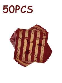 50pcs 13"X13" Disposable Party Napkins, Spooky Striped Blood Stain Pattern, Suitable For Dark, Gothic, Halloween Themed Parties And Daily Use - Multicolor - View 6