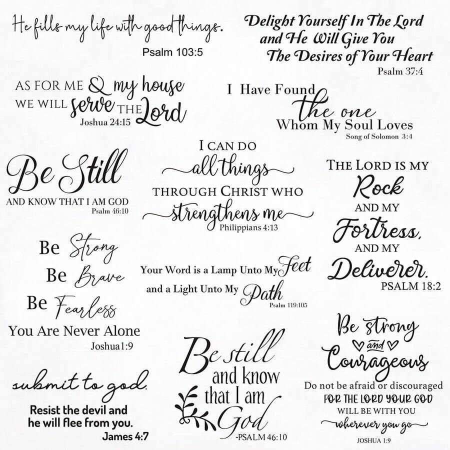 圣经经文励志墙贴，卧室客厅儿童房装饰励志语录贴纸，家居装饰，房间灵感，励志语录，现代墙面艺术，自粘贴纸，PVC材质，撕下即贴，语录贴纸，室内设计师，办公室励志 - 彩色 - 查看 1