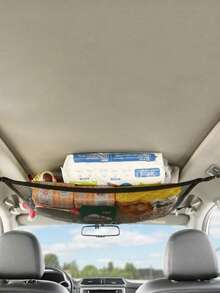 1 pieza Red de almacenamiento para techo de coche, bolsa organizadora de carga de doble capa ajustable, adecuada para camiones, campamentos, viajes por carretera, cochecitos