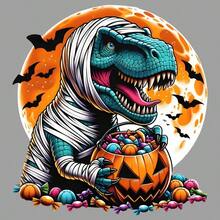 3 قطع/3 قطع/4 قطع من شارات ملابس الديناصور لليلة هالوين تحت القمر، ملصقات قابلة للغسيل من الدرجة الأولى لل-DIY، ملصقات نقل الحرارة للملابس، تي شيرتات نساء/رجال، حقائب الظهر، وسائد، شارات زخرفية، ملصقات، قبعات البيسبول، حقائب الظهر، وغيرها