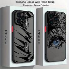 Funda de Teléfono con Arte de Línea de Ojos de Chico Cómic, Patrón Moderno y Genial para Apple 16 15 14 13 12 11 XR XS Pro Plus, Cubierta Protectora de TPU Suave Transparente Mate - Colores mixtos - Ver 4