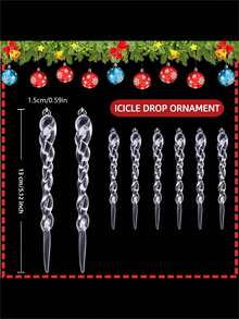 24 pièces - Ensemble d'ornements de glaçons - Décoration de Noël Ensemble de glaçons acryliques transparents pour décorer les arbres de Noël, les célébrations de fêtes, les mariages et les fêtes d'hiver.