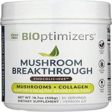 BiOptimizers Mushroom Coffee Alternative – Chocolate Drink – Lion's Mane, Chaga, Reishi + Collagen Peptides For Focus, Energy &Amp; Gut Health – Adaptogenic Mushrooms &Amp; MCT Powder – 30 Servings - Flavor NameC - 查看 1