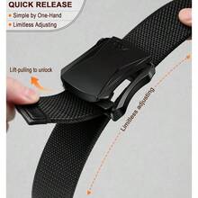 Cinturn De Hombre, Cinturn De Nylon De Malla Elstica Tctica Militar Adecuado Para La Caza A Pie Pantalones Vaqueros De 1, 5 Pulgadas Reemplazable - Black2102 + Ajuste de cintura de 115 cm/34"-38" - Ver 3