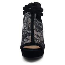 Women's Chunky Toe Heels: Comfortable Block-Heel Sandals With Cut-Out Design, Back Zipper, And Sexy Mesh – Ankle Boot-Inspired Style, Perfect For Dressy Occasions And Dates - Black - View 2