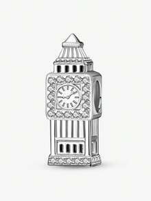1PC 925 Sterling Silver Fashionable Leaning Tower Of Pisa Beads Charms Fit For Women Bracelets Bangles DIY Jewelry Making And Daily Outfit Matching Jewelry Decoration For Girls