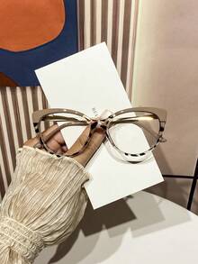 1 Pair Women's PC Classic Retro Cat Eye Full Frame Fashion Flat Glasses, Suitable For Street Style, Photography, Music Festivals - Multicolor - View 3