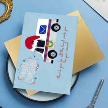 1pc Festive Christmas Mail Truck Greeting Card With Envelope, 12cm X 18cm, Universal Appreciation For Hard Work, Paper Holiday Card For Family, Friends, And Colleagues