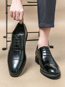 男士正装系带鞋、男士奢华商务正装牛津鞋（黑色和棕色）、婚礼和派对尖头正装鞋、冬季时尚牛津鞋、绅士工作鞋、2025年秋季新款时尚派对布洛克休闲德比鞋、春季舒适绅士新郎婚鞋、办公室经典正装休闲正装鞋、职业装复古三带皮鞋 - 黑色 - 查看 4