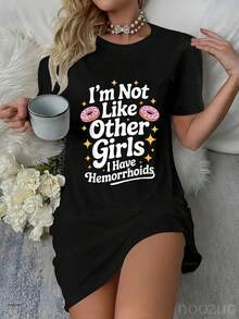 Embarrassing Dress Pajamas Sleepdress Nightshirt Hemorrhoids Inappropriate Adult Humor Dress Pajamas Sleepdress Nightshirt - 黑色 - 查看 1