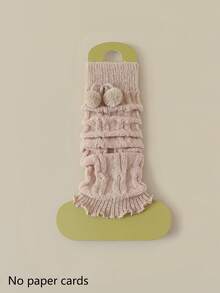 1/2/4 双女式多色黑白毛绒球装饰可爱百搭时尚蕾丝腿套，厚实保暖及膝腿套，适合春秋冬季 - 彩色 - 查看 19