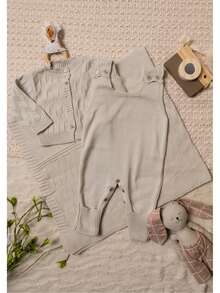 Baby Girl Boy Newborn Knit Cardigan Set Knit RN - 米色 - 查看 2