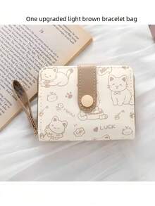 Short Women's Wallet Simple Cute Kitten Pattern Coin Purse Multi-Functional Card Holder With Multiple Card Slots Money Bag For Women Wallet Mini Wallet Purse Wallet Fall Autumn Cute Wallet Small Wallet Wristlet Wallet
