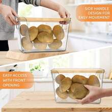 2 Set Pantry Organizer Storage Stackable Kitchen Storage Bins With Lid And Handle Clear Plastic Containers For Potato Onion Garlic Fruit Vegetable Produce - 2 Pack - View 5