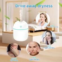 Portable Mini Humidifier, 250ML 3-In-1 Cool Mist With Aroma Pads, Colorful Night Light, USB For Car And Travel - Hồng - Xem 9