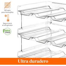 Lifewit - Organizador apilable de botellas de agua para armario, soporte para botellas de agua, organización y almacenamiento de despensa de cocina, estantes de plástico para nevera, soporte para tazas de viaje paquete de 4 capacidad para 12 botellas - 9 botellas - Ver 4