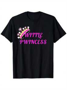 ABDL Wittle Pwincess Ageplay Submissive Kink Age Regression T-Shirt, Men'S Comfortable Cotton T-Shirt, Micro Elastic, Perspiration Breathable, Not Fade, Four Seasons Can Be Worn, Size S-XXXL - 黑色 - 查看 1