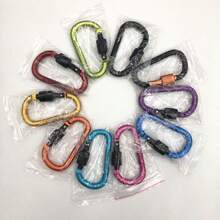 1/5 Peças Cores Aleatórias Mosquetão em Forma de D com Trava para Camping, Caminhada e Aventuras ao Ar Livre - 8cm de Alumínio com Design Elegante de Argola em D