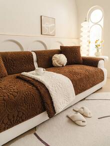 1 pieza Funda de cojín de sofá con lunares de felpa, de moda y versátil, cojín de sofá de alta calidad y lujoso, funda de sofá para todas las estaciones, antideslizante, antipolvo y antirasguños, protege el sofá, decora el sofá, adecuado para sala de estar, dormitorio, estudio, oficina, fiesta, sofá de 1 a 4 plazas, sofá en L