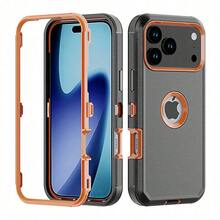 For IPhone 17/ 17 Air/ 17 Pro/ 17 Pro Max Case Heavy Duty Hybrid Rugged Shockproof Case, Heavy Duty Drop Protection, Sturdy Dual-Layer Heavy-Duty Protective Case,Durable 3-In-1 Belt Clip Holster - Multifunctional Phone Protector - Complete Heavy-Duty Case,With Shockproof,Scratch-Resistant,And Dust-Repellent Properties,Protective Phone Cover - 橘色 - 查看 3