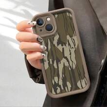 Adecuado para iPhone 16 15 14 13 12 11 XS XR X7 8 Mini Plus Pro SE Funda de Teléfono con Patrón de Camuflaje, Hecha de Material TPU, Funda Protectora a Prueba de Golpes, Color Café Simple, Adecuada para Hombres y Mujeres - Colores mixtos - Ver 2