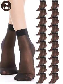 10/20 Pairs Sheer Color Transparent Socks, Comfortable Breathable Short Socks, Women's Sock And Over-The-Knee Socks - Multicolor - View 12