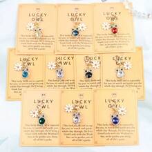 10pcs Set Of Cute Metal Owl Keychains With Heartwarming Pocket Hug Cards, Cartoon Animal Pendants, Best Homecoming Gifts, Friendship Gifts, Birthday Gifts, World Animal Day Gifts, Can Be Given To Friends, Family, Colleagues, Unisex