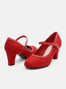 Solid Color Casual Commute Elegant Office Party Holiday - Red - View 2