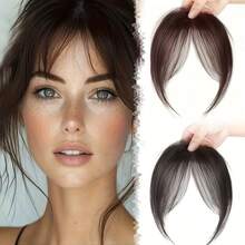 4x6cm Haartoppers mit Pony für Frauen, Clip-In Echthaar-Extensions zum Abdecken von Grauhaaren und Erhöhen des Haarvolumens für lichtes Haar, nahtlose Haarverlängerung, leichtes gerades Haarteil für den täglichen Gebrauch - Verschiedenfarbig - Übersicht 7