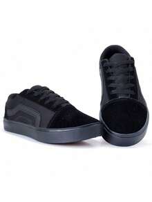 KNU Women's Casual Shoes Skool Flat Sole Skate Shoes, Versatile Shoes For Women Casual Wear Casual Wear - 黑色 - 查看 1
