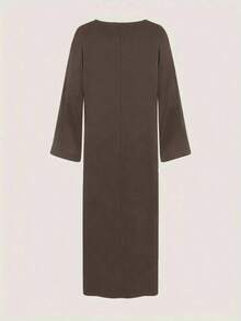 Women's Modest Solid Color Long Wide Arabic Style Dress, Everyday Wear
