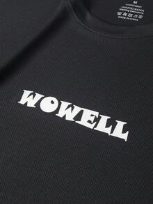 Herren Langarm Crew Neck Trainings T-Shirt mit Buchstaben-Muster