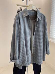 Women's Plaid Minimalist Casual Long Sleeve Brushed Shirt