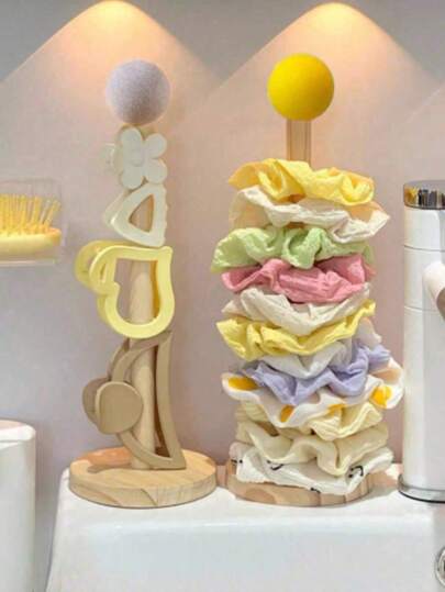 1pc Wooden Large Hairband, Hair Ring, Ribbon Organizer, Hair Accessory Storage Rack, High Quality Hair Accessory Display Rack, Suitable For Bedroom, Living, Showcase, School, Party