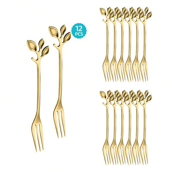 2/6/12/20pcs Stainless Steel Silver/Gold Mini Forks, Salad/Appetizer/Dessert/Cake/Fruit/Fine Kitchen Utensils, Kitchen Supplies, Kitchen Accessories,School Supplies