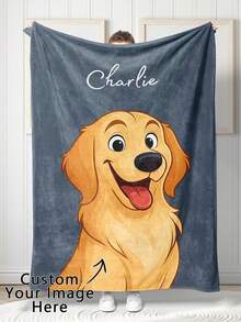 1pc Personalized Pet Blanket Using Pet Photo + Name Custom Dog Portrait Blanket Dog Blankets Cat Picture Blanket Pet Photo Pet Parent Gift