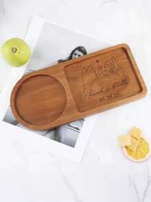 1pc Customized Wooden Tea & Cookie Tray, Coaster, Vintage Coffee Cup Mat, Tray, Tea & Cookie Pad, Wooden Coffee Serving Board, Anniversary Gift, Wedding Gift, Engraved Wooden Board, Tea & Coffee Lover Gift, Christmas, New Year, Thanksgiving Gift