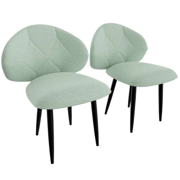 Juego de 2 sillas de comedor tapizadas, modernas y cómodas, con respaldo ancho y patas de metal.