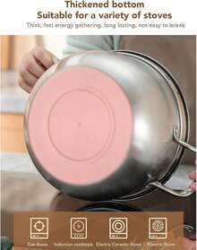 Olla de Acero Inoxidable de 24cm, Olla para Sopa, a Prueba de Derrames, con Tapa de Vidrio de Doble Asa para Utensilios de Cocina - 1 - Ver 2