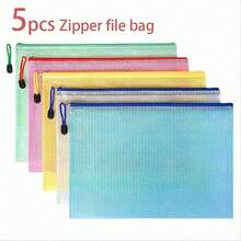1/5/10 Zippered Pockets For Sorting And Storage - Great For Cross Stitch, Educational Games, Travel, School, Board Games And Office Supplies - Letter Size A4, Random Colors And Styles