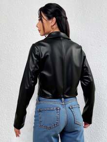 BLAZER CORTO CON BOTON CUELLO SOLAPA - Negro - Ver 3