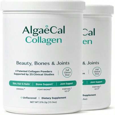 ALGAECAL Collagen: 4 Clinically-Supported Peptides VERISOL?, FORTIGEL?, UC-II?, FORTIBONE?, Anti-Aging Hydrolyzed Collagen Powder, 30 Servings, Made In USA