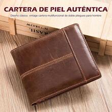 Carteras para Caballero, Billetera de Piel con Funcin de Bloqueo RFID, Billetera para Hombre, Cartera Plegable con 14 Bolsillos Tarjetas de Crdito, Regalo para Hombre, Novio, Pap, Marrn - marrón - Ver 2