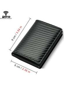 1pc Men's Simple Lightweight Open Wallet, Credit Card Holder, ID Card, Business Card Organizer, Birthday/Graduation/Christmas Gift - 黑色 - 查看 2