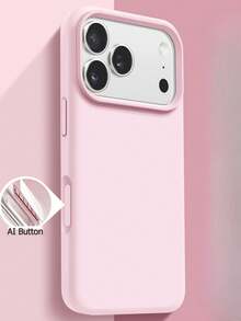 1 قطعة غطاء هاتف محمول من السيليكون السائل ذو لون الحلوى الفاخر مع زر AI متوافق مع هواتف 17 AIR 16 15 14 13 12 11 Pro Max Plus | حماية رقيقة للغاية مقاومة للصدمات | هاتف محمول