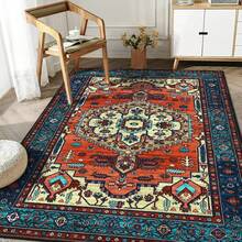 Alfombra bohemia salón dormitorio alfombras de pelo corto lavable suave antideslizante diseño vintage - Multicolor - Ver 10