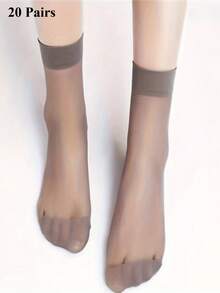 10/20 Pairs Sheer Color Transparent Socks, Comfortable Breathable Short Socks, Women's Sock And Over-The-Knee Socks - Multicolor - View 15