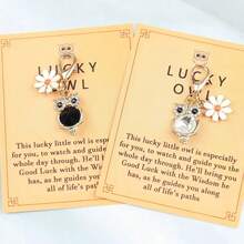 10pcs Set Of Cute Metal Owl Keychains With Heartwarming Pocket Hug Cards, Cartoon Animal Pendants, Best Homecoming Gifts, Friendship Gifts, Birthday Gifts, World Animal Day Gifts, Can Be Given To Friends, Family, Colleagues, Unisex